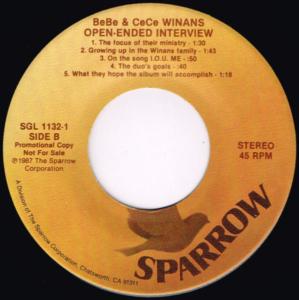 Bebe & Cece Winans : I.O.U. Me (7", Single, Promo)