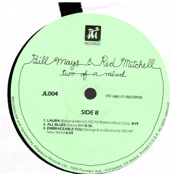 Bill Mays & Red Mitchell : Two Of A Mind (LP, Album)