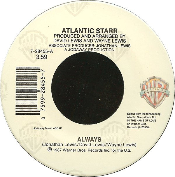 Atlantic Starr : Always (7", Single, SRC)