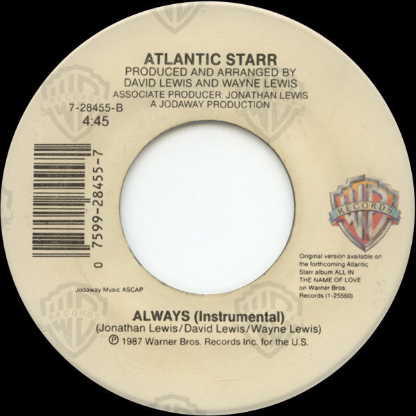 Atlantic Starr : Always (7", Single, SRC)