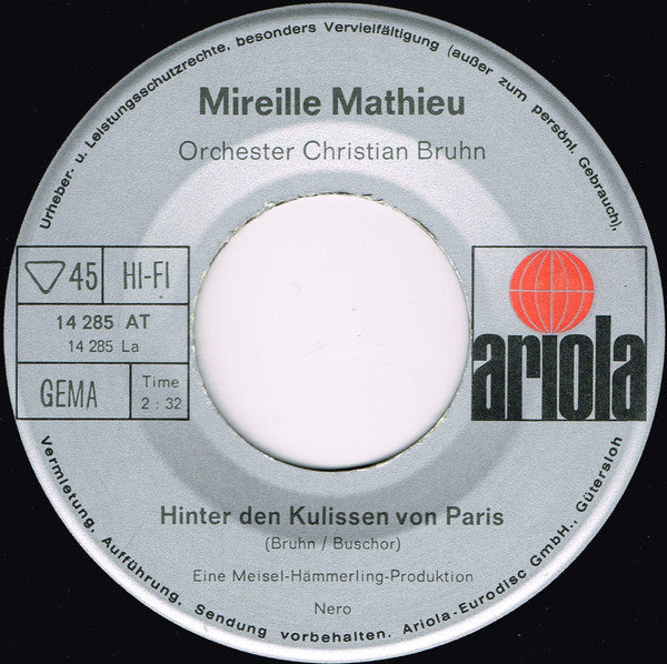 Mireille Mathieu : Hinter Den Kulissen Von Paris / Martin (7", Single, Mono)