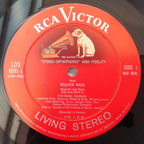 Verdi* - Fritz Reiner ⋆ Vienna Philharmonic* ⋆ Leontyne Price ⋆ Rosalind Elias ⋆ Jussi Björling ⋆ Giorgio Tozzi ⋆ Society Of The Friends Of Music, Vienna* : Requiem (2xLP, Sli + Box, Album)