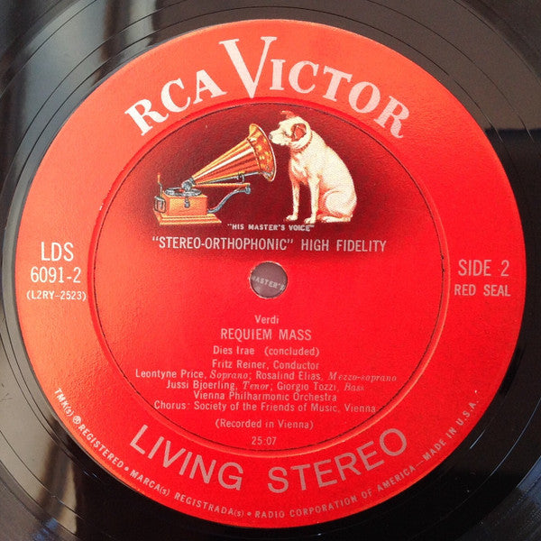 Verdi* - Fritz Reiner ⋆ Vienna Philharmonic* ⋆ Leontyne Price ⋆ Rosalind Elias ⋆ Jussi Björling ⋆ Giorgio Tozzi ⋆ Society Of The Friends Of Music, Vienna* : Requiem (2xLP, Sli + Box, Album)