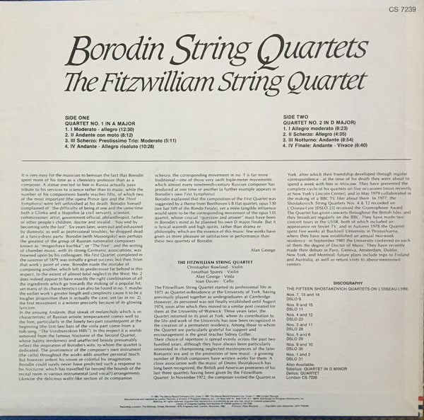 Fitzwilliam String Quartet : Borodin String Quartets (LP, Album)