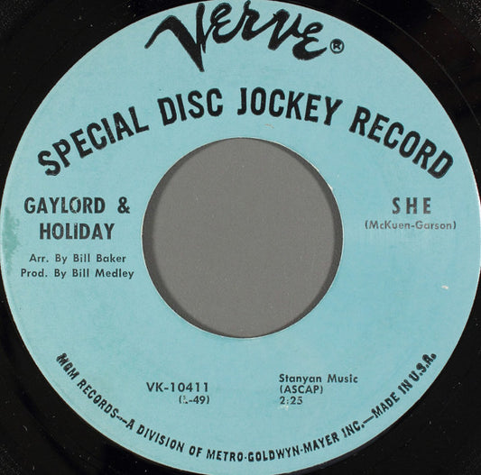 Gaylord & Holiday : She (7", Single, Promo)