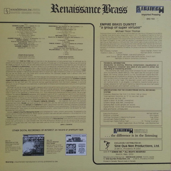 The Empire Brass Quintet : Renaissance Brass (LP)