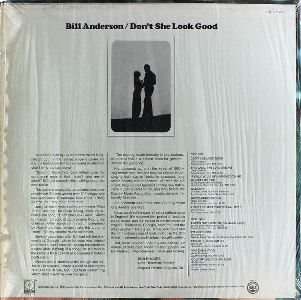 Bill Anderson (2) : Don't She Look Good (LP, Album)