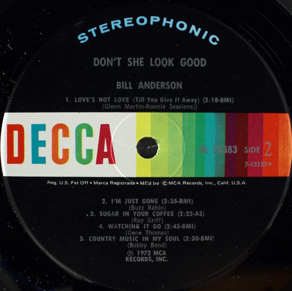 Bill Anderson (2) : Don't She Look Good (LP, Album)