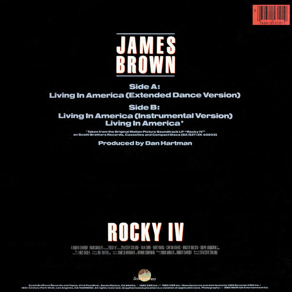 James Brown : Living In America (12" Extended Dance Mix) (12", Single)