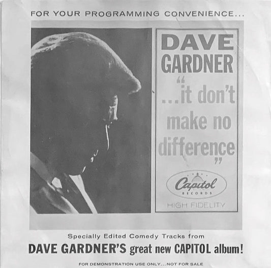 Brother Dave Gardner : It Don't Make No Difference (7", EP, Promo)