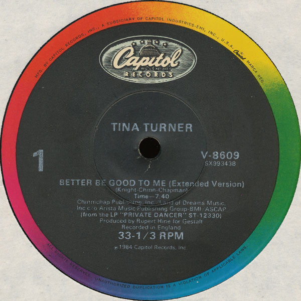 Tina Turner : Better Be Good To Me (Extended Version) (12", Single)