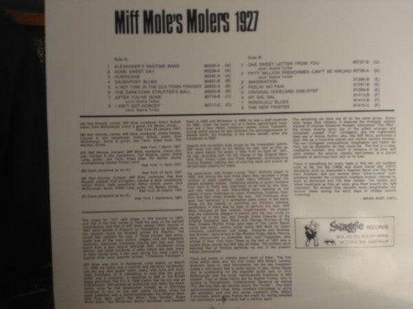 Miff Mole With Sophie Tucker : Miff Mole's Molers 1927 (LP, Comp)