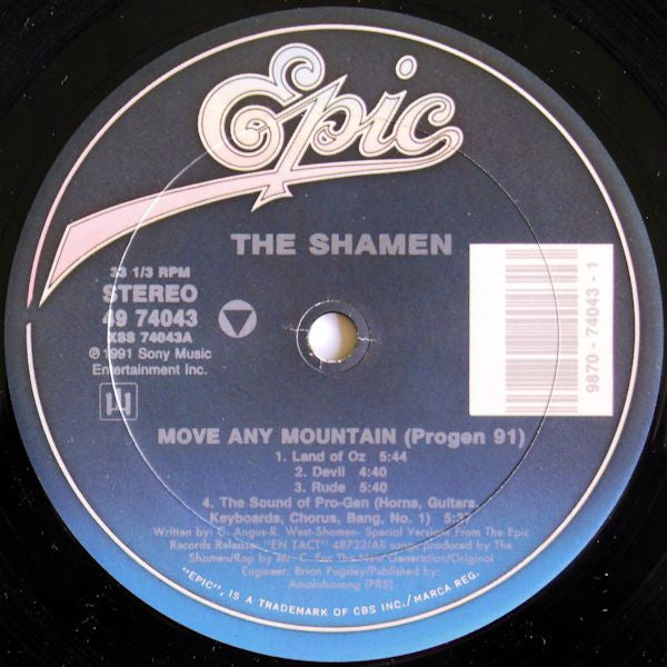 The Shamen : Move Any Mountain - Progen 91 (12", Single)