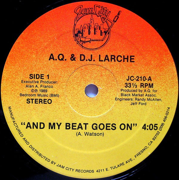 A.Q. & D.J. Larche* : And My Beat Goes On (12")