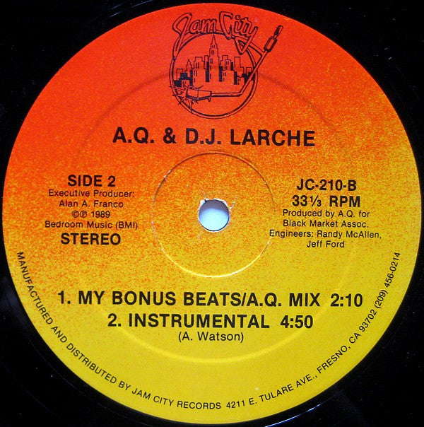 A.Q. & D.J. Larche* : And My Beat Goes On (12")