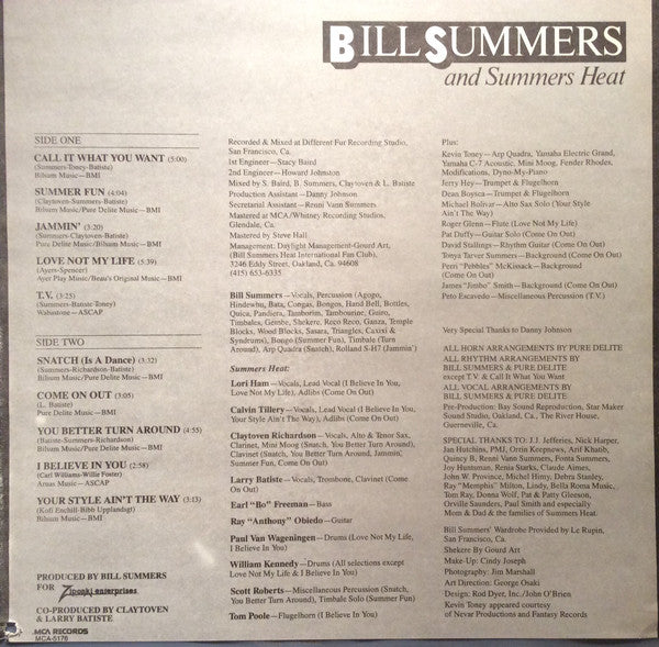 Bill Summers And Summers Heat* : Call It What You Want (LP, Album)