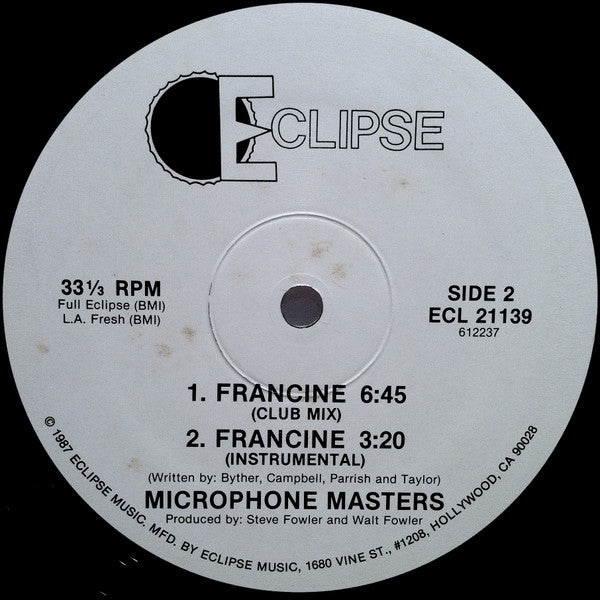 Microphone Masters : Too Cold Chillin' / Francine (12")