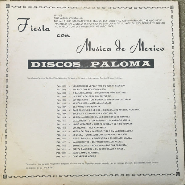 Anselmo Alvarado Con Guitarras : Bajo El Cielo De Mexico (LP, Album)