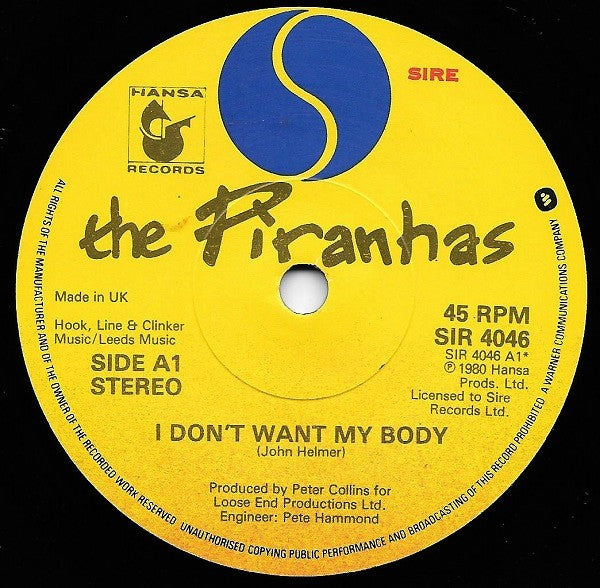 The Piranhas : I Don't Want My Body (7")