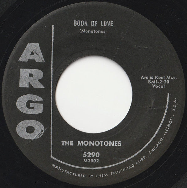 The Monotones : Book Of Love / You Never Loved Me (7", Single)