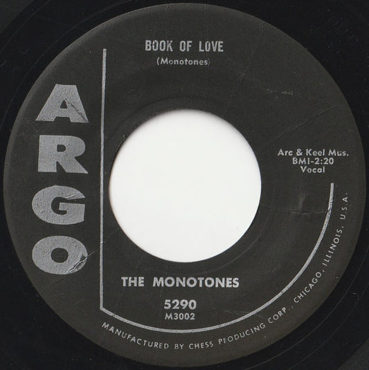 The Monotones : Book Of Love / You Never Loved Me (7", Single)