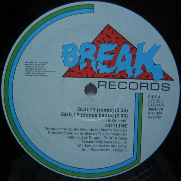 Hotline (2) : Guilty (Special Remix By Rutger "Rutti" Kroese) (12", Maxi)