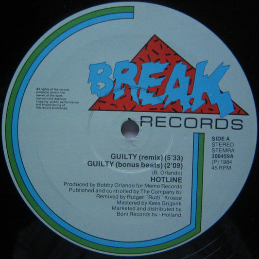 Hotline (2) : Guilty (Special Remix By Rutger "Rutti" Kroese) (12", Maxi)