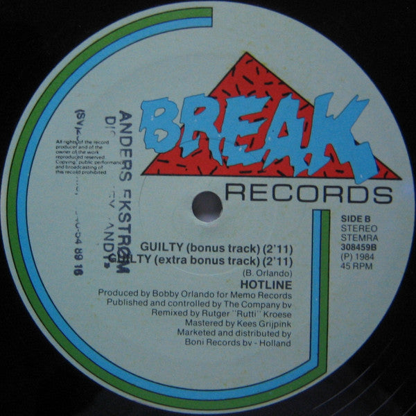 Hotline (2) : Guilty (Special Remix By Rutger "Rutti" Kroese) (12", Maxi)