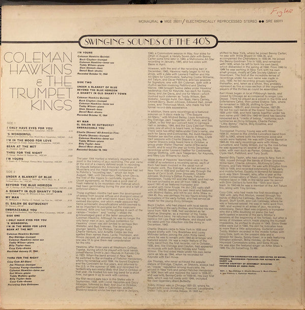 Coleman Hawkins : Coleman Hawkins & The Trumpet Kings (LP, Comp, Mono)