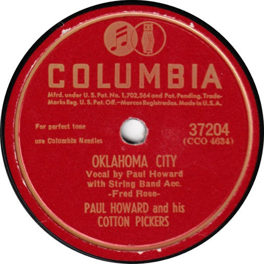 Paul Howard And His Cotton Pickers : Oklahoma City / Somebody Else's Trouble (Shellac, 10")