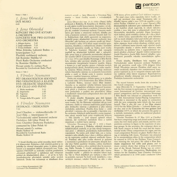 Jana Obrovská, Věroslav Neumann, Milan Zelenka, Lubomír Brabec, Radio Symphony Orchestra Pilsen, Rostislav Hališka, Josef Chuchro, Josef Hála, Komorní Filharmonie Pardubice, Libor Pešek : Obrovská / Neumann (LP)