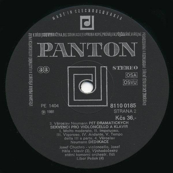 Jana Obrovská, Věroslav Neumann, Milan Zelenka, Lubomír Brabec, Radio Symphony Orchestra Pilsen, Rostislav Hališka, Josef Chuchro, Josef Hála, Komorní Filharmonie Pardubice, Libor Pešek : Obrovská / Neumann (LP)