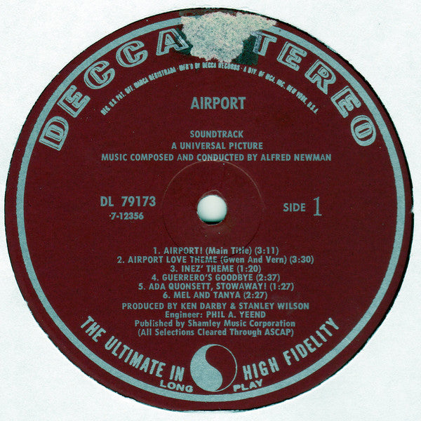 Alfred Newman : Airport (LP, Album, Glo)