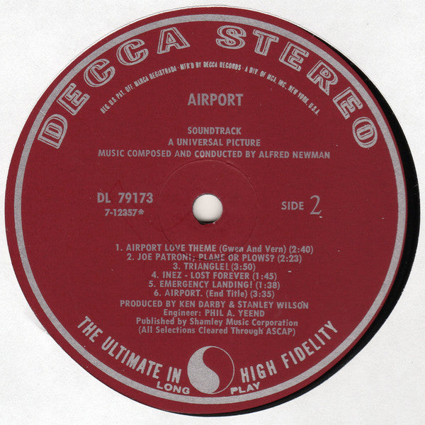 Alfred Newman : Airport (LP, Album, Glo)