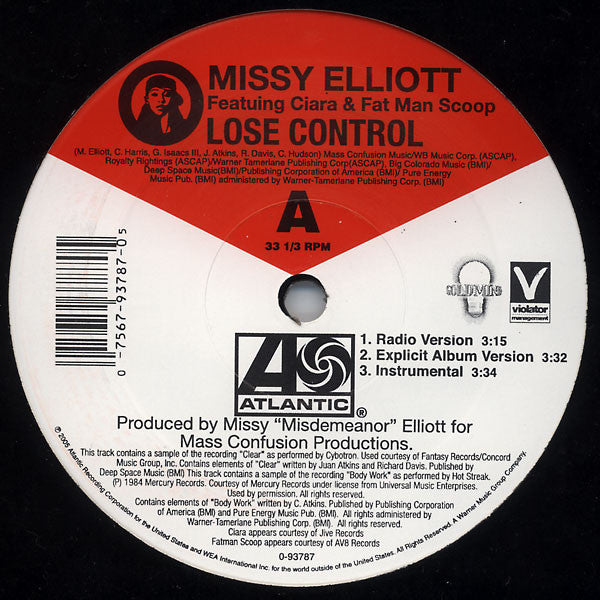 Missy Elliott Featuring Ciara (2) & Fat Man Scoop* : Lose Control / On & On (12", Single)