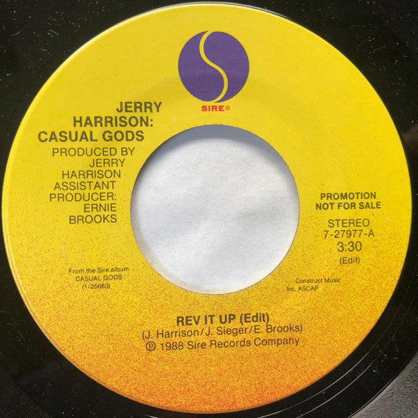 Jerry Harrison: Casual Gods : Rev It Up (7", Single, Promo)