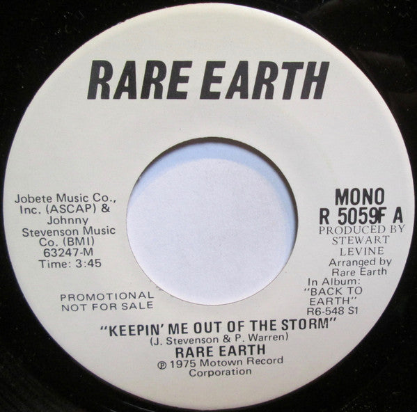 Rare Earth : Keepin' Me Out Of The Storm (7", Single, Mono, Promo)