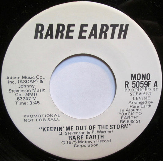 Rare Earth : Keepin' Me Out Of The Storm (7", Single, Mono, Promo)
