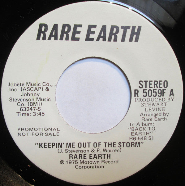 Rare Earth : Keepin' Me Out Of The Storm (7", Single, Mono, Promo)