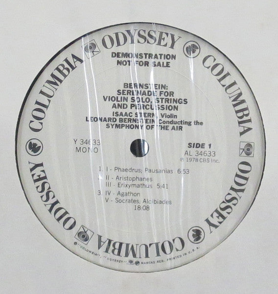 Isaac Stern Plays Bartók* / Leonard Bernstein Conducting The Symphony Of The Air* : Violin Sonata No. 1 / Serenade For Violin Solo, Strings And Percussion (LP, Mono, Promo)