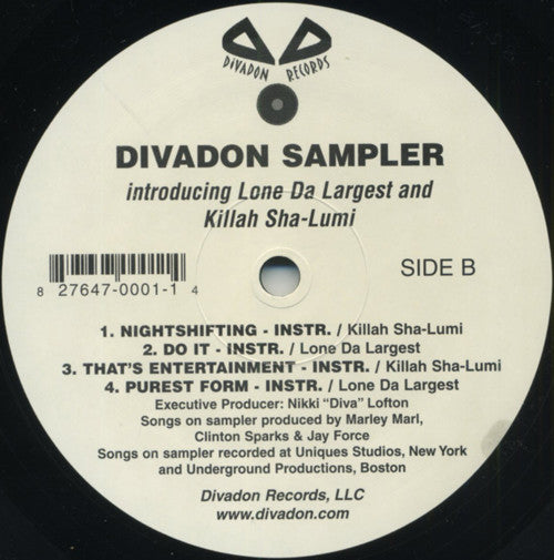 Lone Da Largest And Killa Sha : Divadon Sampler (12", Smplr)
