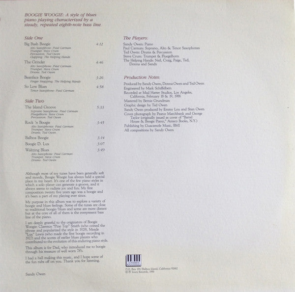 Sandy Owen : Boogie Woogie Rhythm And Blues (LP, Album)
