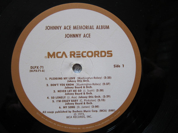 Johnny Ace : Memorial Album For Johnny Ace (LP, Comp, Mono, RE)