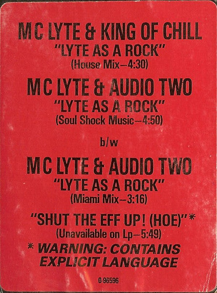 MC Lyte : Lyte As A Rock (12", SRC)