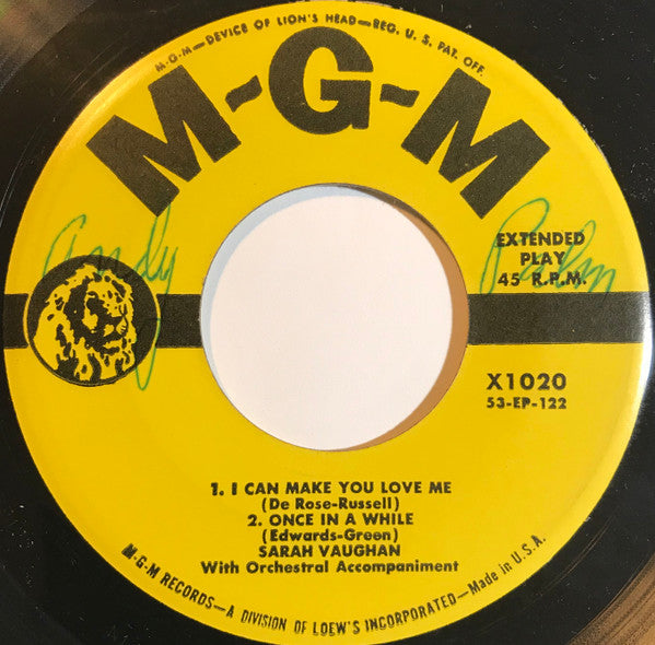 Sarah Vaughan : The Man I Love (7", EP)