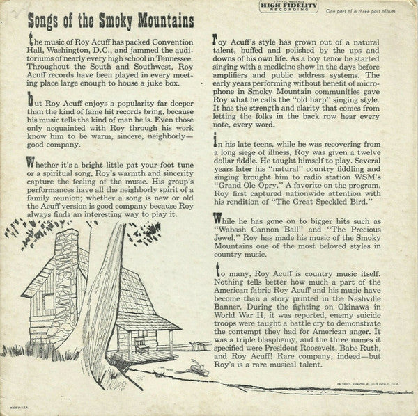 Roy Acuff And His Smoky Mountain Boys : Songs Of The Smoky Mountains Vol. 2 (7", EP)
