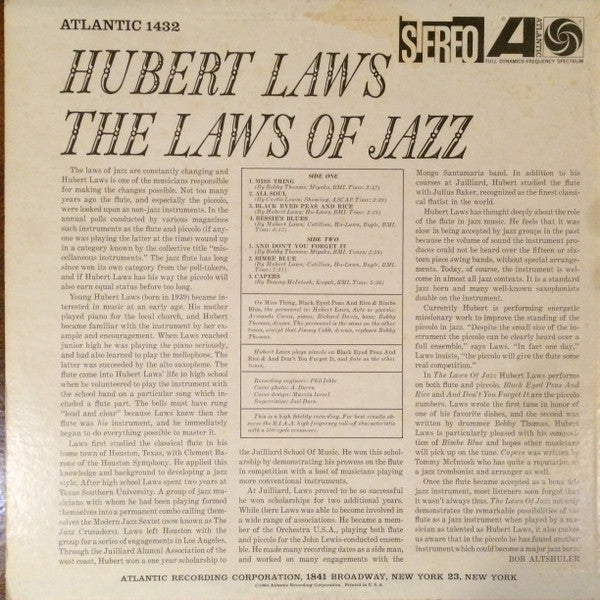 Hubert Laws : The Laws Of Jazz (LP, Album, RE, RP, Mon)