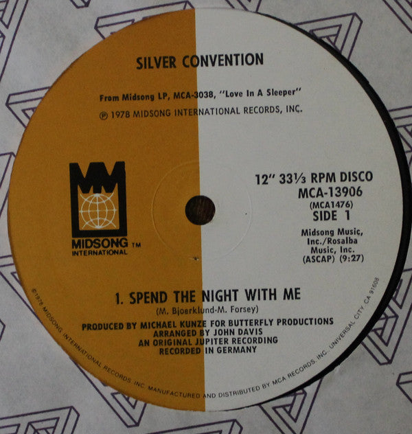 Silver Convention : Spend The Night With Me / Mission To Venus (12")