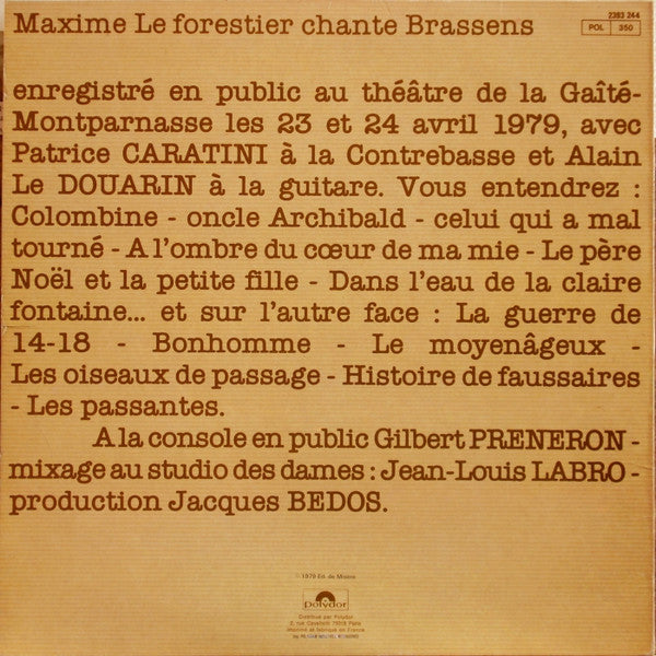 Maxime Le Forestier : Chante Brassens (LP, Album)
