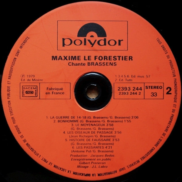 Maxime Le Forestier : Chante Brassens (LP, Album)